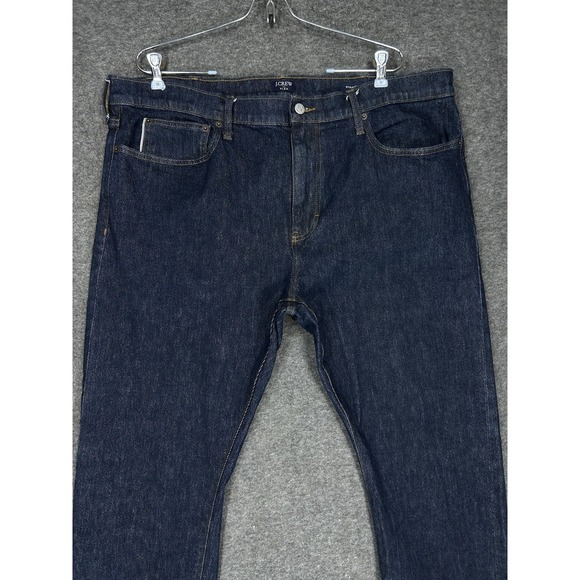 J. Crew Selvedge Flex Jeans Mens 40x32 Dark Wash Straight Leg Stretch - Picture 2 of 11